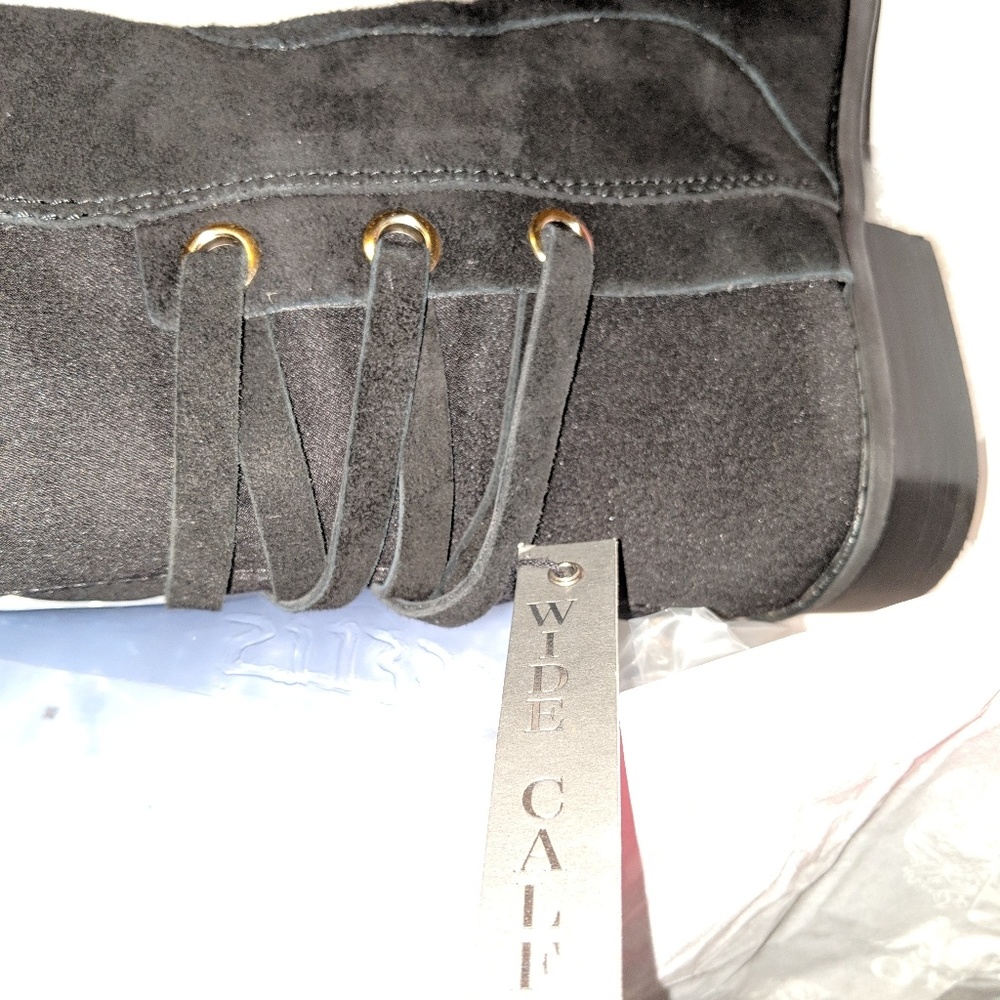 Suede Wide Calf Riding Boot - Picture 2 of 4